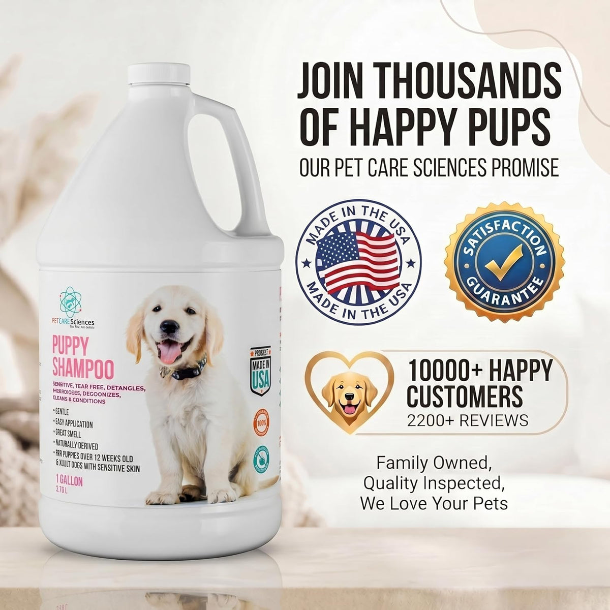 1 Gallon Tearless Puppy Shampoo and Conditioner - Dog Shampoo Gentle Wash - Coconut Oil Oatmeal Shampoo for Dogs - Hypoallergenic Dog Shampoo Sensitive Skin.