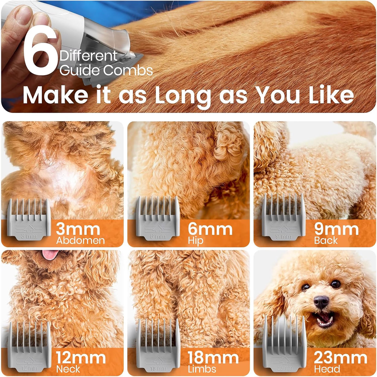 7 in 1 Dog Grooming Kit, Low Noise Pet Grooming Vacuum with 1.5 L Dust Cup, Dog Vacuum for Shedding Grooming