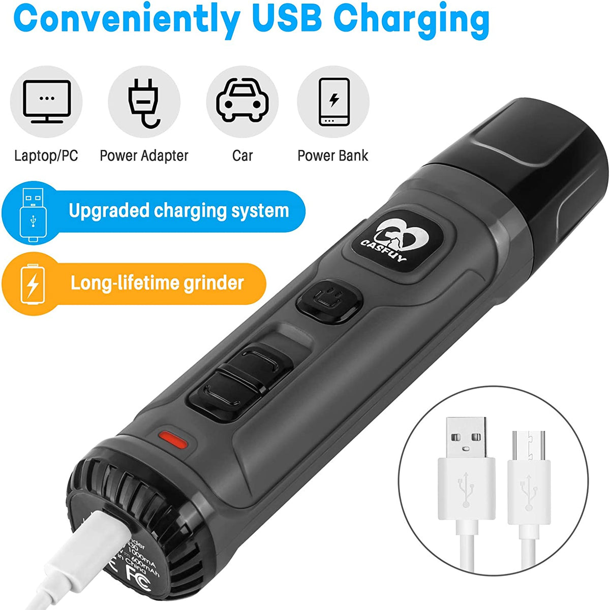 Pet Nail Trimmer with 2 LED Light - New Version 2-Speed Powerful Electric Pet Nail Trimmer Professional Quiet Painless Paws Grooming & Smoothing for Small Medium Large Dogs and Cats (Grey)