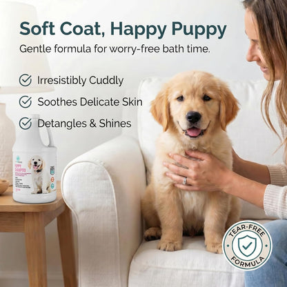 1 Gallon Tearless Puppy Shampoo and Conditioner - Dog Shampoo Gentle Wash - Coconut Oil Oatmeal Shampoo for Dogs - Hypoallergenic Dog Shampoo Sensitive Skin.