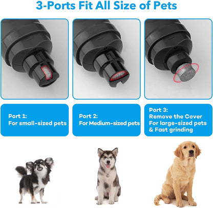 Pet Nail Trimmer with 2 LED Light - New Version 2-Speed Powerful Electric Pet Nail Trimmer Professional Quiet Painless Paws Grooming & Smoothing for Small Medium Large Dogs and Cats (Grey)