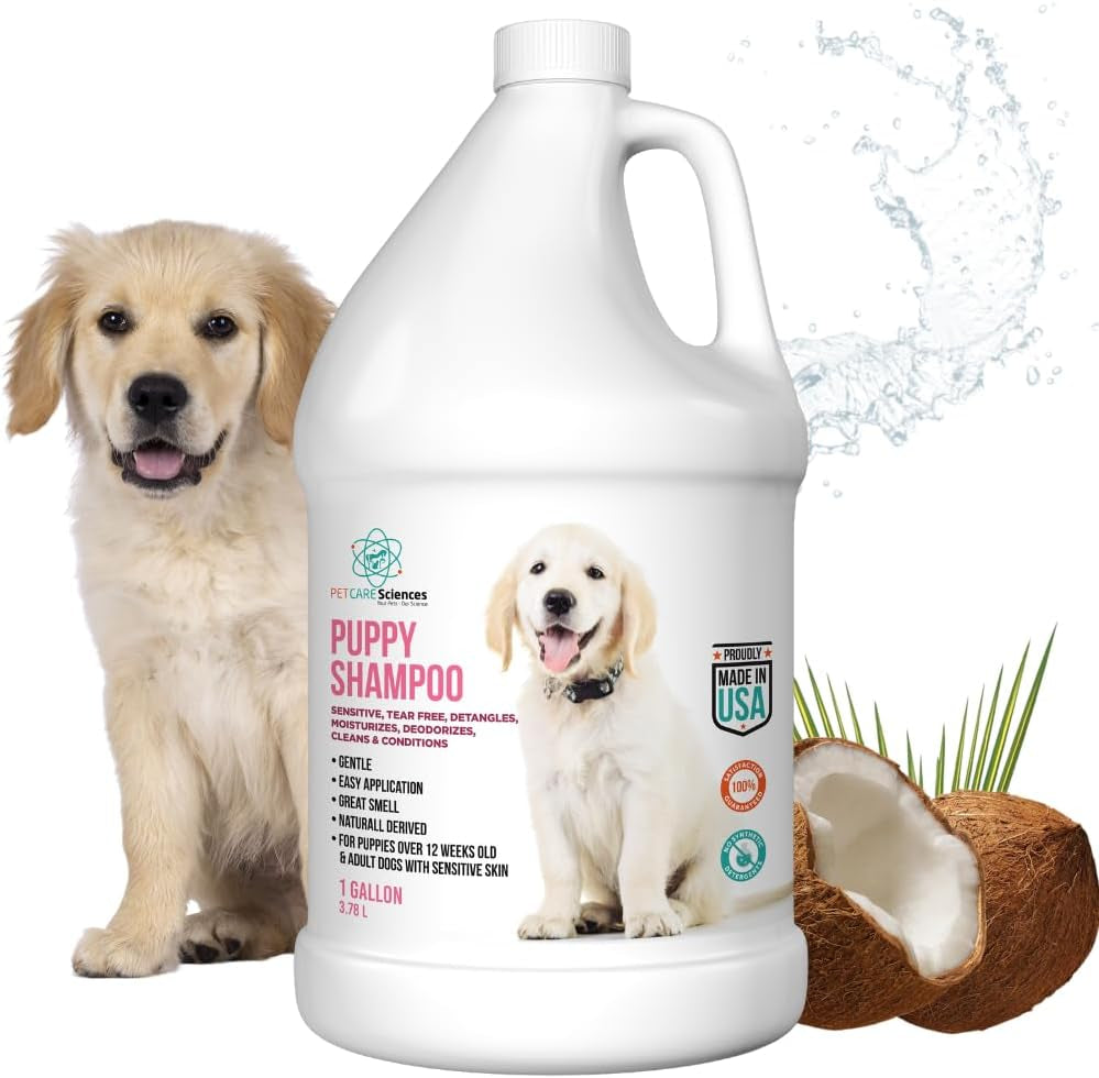 1 Gallon Tearless Puppy Shampoo and Conditioner - Dog Shampoo Gentle Wash - Coconut Oil Oatmeal Shampoo for Dogs - Hypoallergenic Dog Shampoo Sensitive Skin.